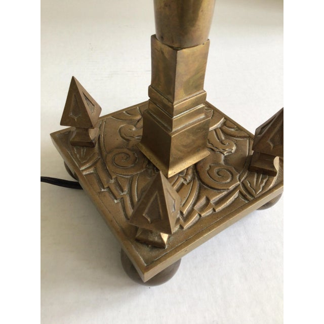1930s Brass Candlestick Table Lamp With Spikes and Ball Feet at Base For Sale - Image 10 of 10