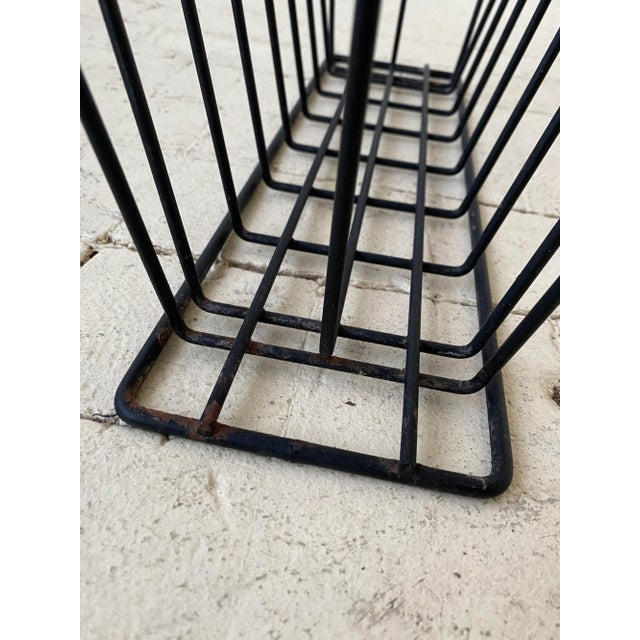 Frederic Weinberg Vintage Mid Century Black Wire Magazine Rack, Circa 1950s For Sale - Image 4 of 7