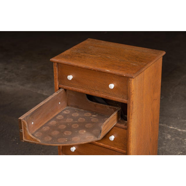 Brown Vintage Oak Six-Drawer Swing-Out Cabinet For Sale - Image 8 of 10