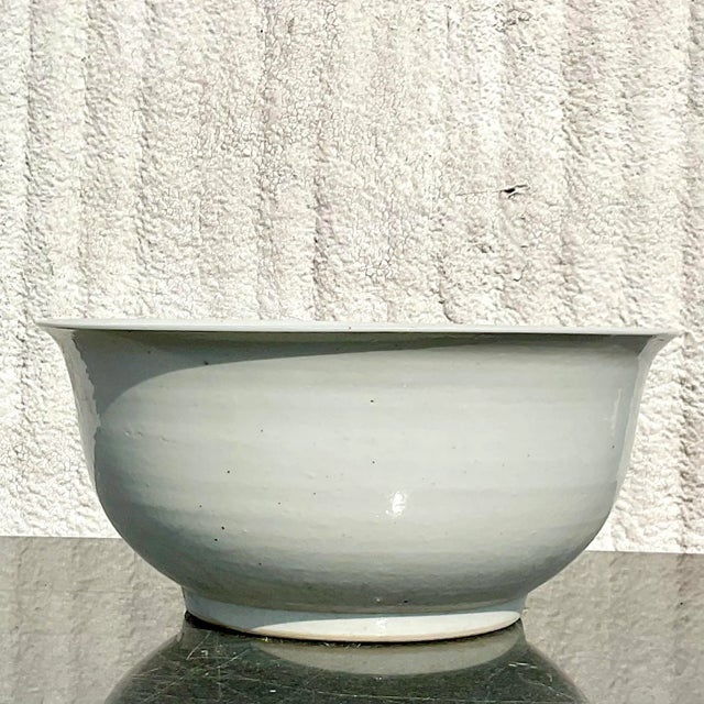 Ceramic Vintage Monumental Glazed Ceramic Centerpiece Bowl For Sale - Image 7 of 13