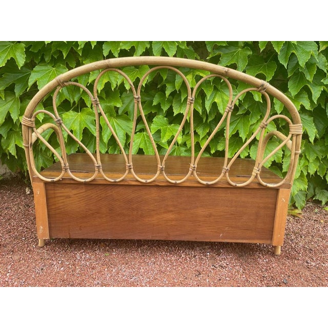 1950s Wooden and Rattan Children's Bench, 1950s For Sale - Image 5 of 10