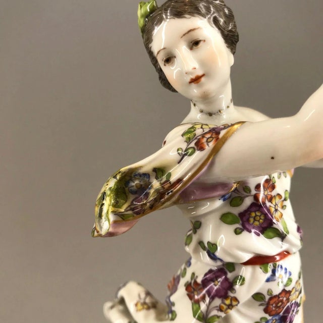 Porcelain figurine "Girl with a tambourine". Stamp of manufacturer OSWALD LORENZ 1882-1918.
