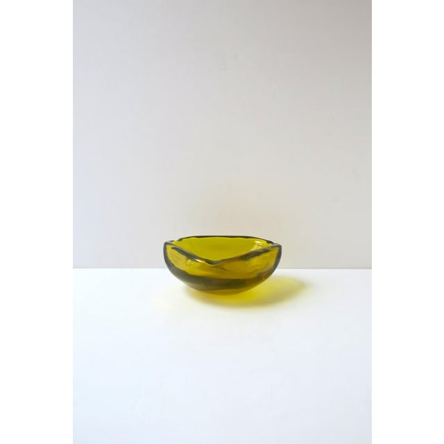 Glass Italian Murano Art Glass Bowl or Ashtray Golden Yellow For Sale - Image 7 of 9