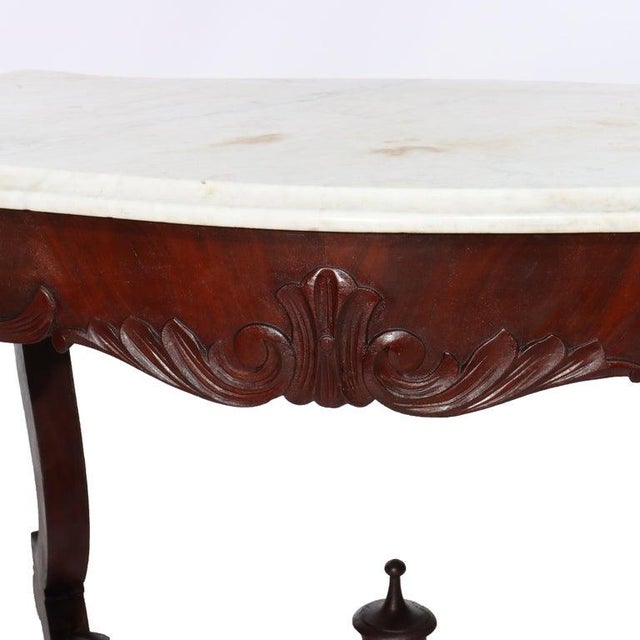 Late 19th Century Antique Carved Walnut Marble Turtle Top Table C1890 For Sale - Image 5 of 13