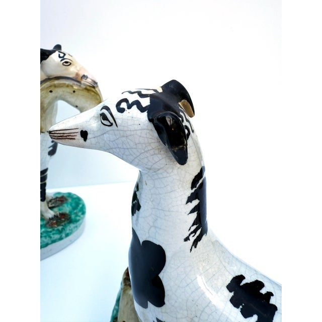 Pair of Staffordshire Pottery Disraeli Whippets & Hares, Victorian, Circa 1860 For Sale - Image 9 of 12