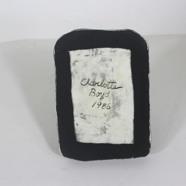 Black Vintage Female Figure Ceramic Sculpture With Black Glaze by Charlotte Boyd, Signed and Dated Dancer Gymnast For Sale - Image 8 of 9