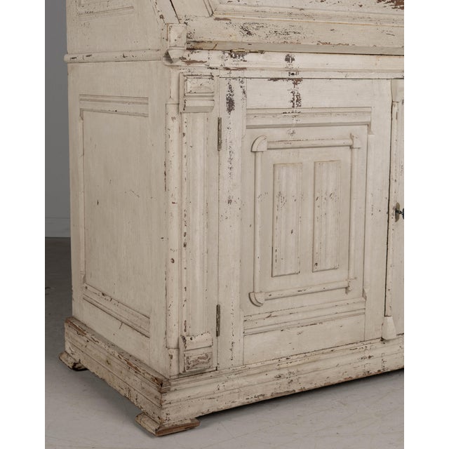 Swedish Painted Pine Secretary With Glass Paned Bookcase For Sale - Image 17 of 17