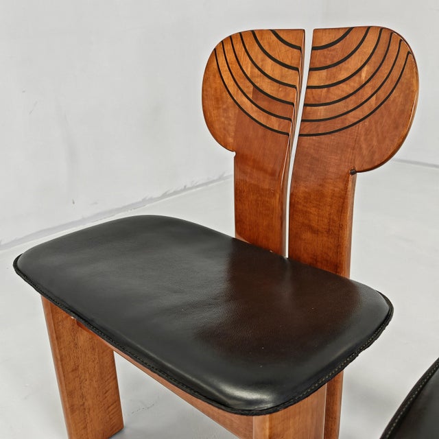 Africa Chairs in Walnut and Leather by Afra and Tobia Scarpa for Maxalto, 1970s, Set of 4 For Sale - Image 18 of 18