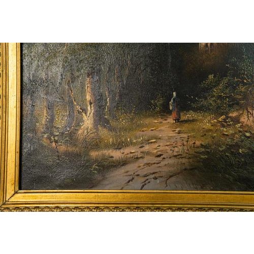 C. Hütt, Landscape, Early 20th Century, Oil on Canvas For Sale - Image 9 of 17