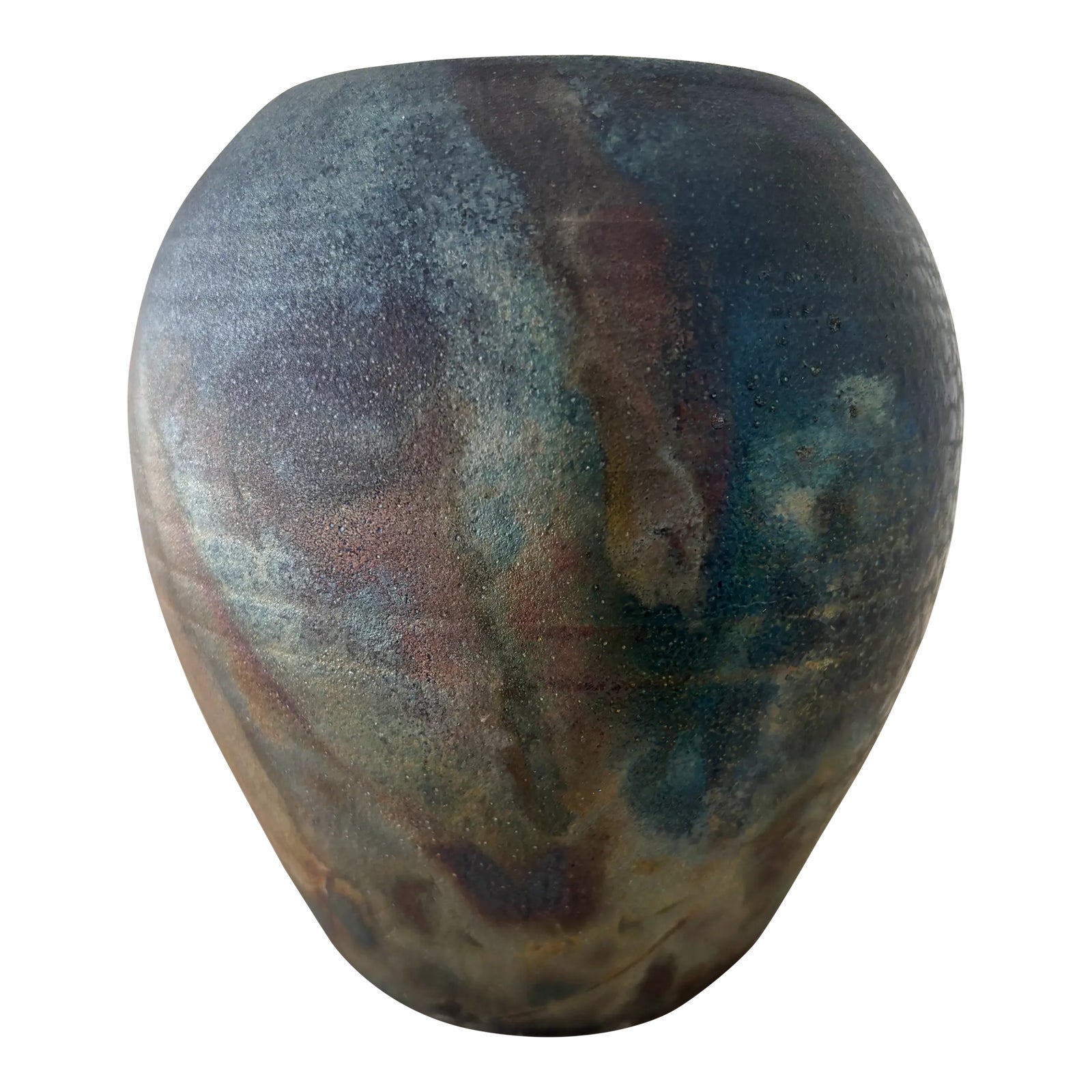 Studio Art Pottery Raku Fired Iridescent Glaze Vessel Vase, Signed ...