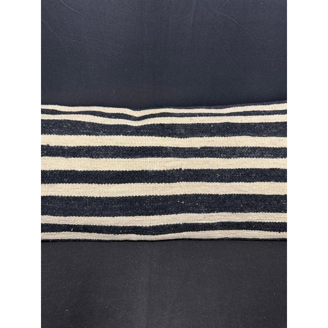 Contemporary Turkish Hemp Pillow Cushion Natural Beige Black Cushion Cover 14x40 For Sale - Image 3 of 4