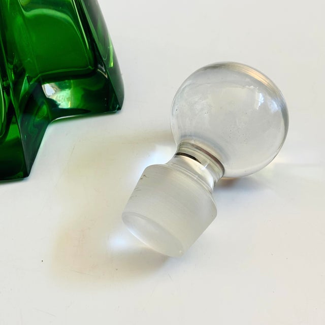 Mid Century Green Art Glass Decanter For Sale - Image 11 of 13