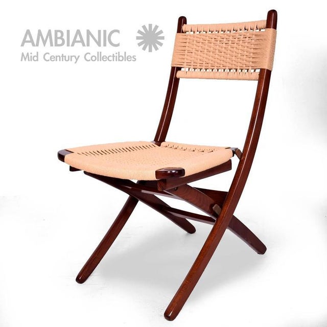 MidCentury Danish Modern Rope Folding Chair Chairish