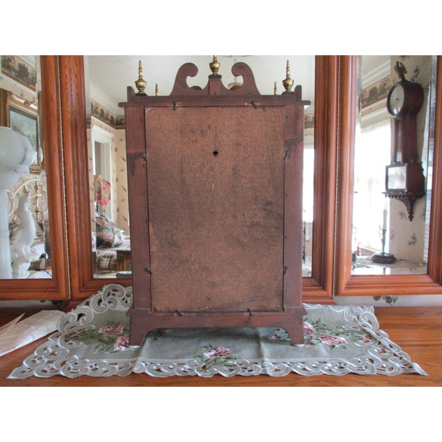 Lg Vintage Mantle New England Clock Pillar and Scroll Westminster Chimes Clock German Movement 8 Day Wind For Sale - Image 17 of 18