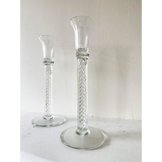 1960s Mid-Century Modern Air Twist Glass Candlesticks, a Pair For Sale - Image 10 of 11