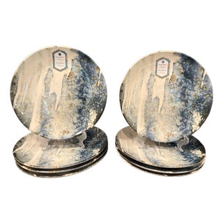 Porcelain Salad Plates Featuring Blue and Gold Marble Motif From Intesa Home - Set of Eight For Sale