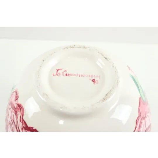1990s 1990s Hand Painted Jo Cunningham Floral Vase For Sale - Image 5 of 5