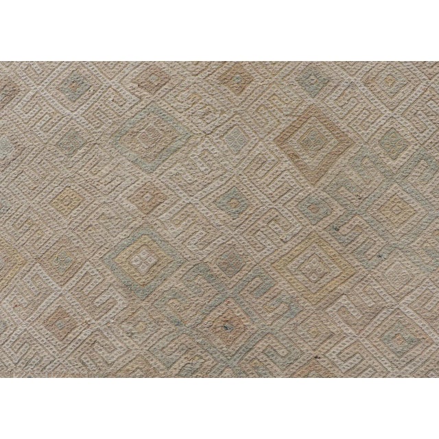 Mid 20th Century Vintage Turkish Embroidered Kilim With All-Over Geometric Diamond Design For Sale - Image 9 of 11