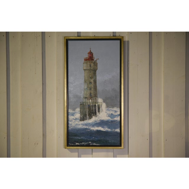 Julian Taylor, The Lighthouse of La Jument, 1990s, Canvas & Paint, Framed For Sale - Image 8 of 8