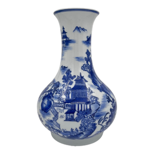 Vintage Bombay Company Blue and White Chinoiserie Pagoda Vase