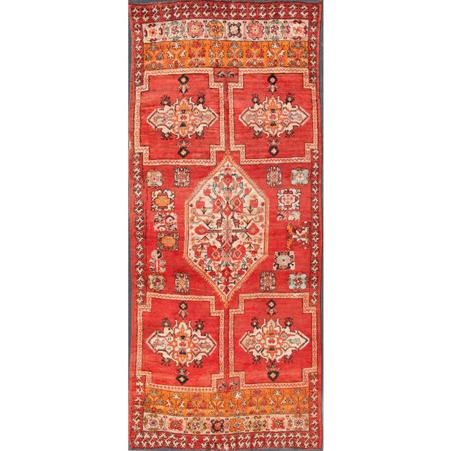 Large Vintage Moroccan Gallery Rug With Tribal Design in Red, Ivory and Orange For Sale - Image 13 of 13