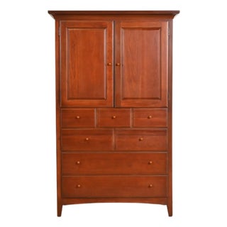 Thomasville Arts & Crafts Cherry Wood Armoire Dresser or Linen Press For Sale
