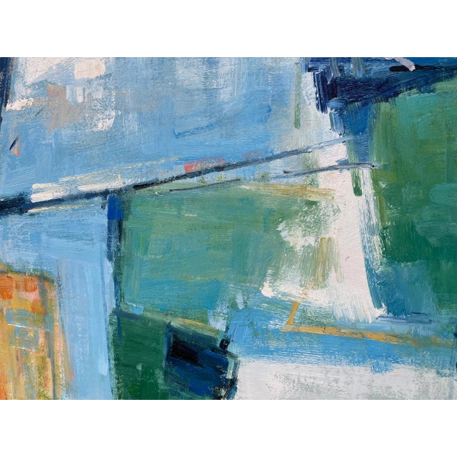 Blue Contemporary Abstract Original Oil Painting For Sale - Image 8 of 12