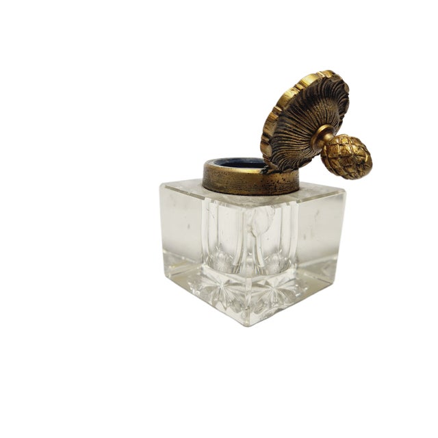 Goldenrod Art Deco Crystal Inkwell, Germany, 1930s For Sale - Image 8 of 14