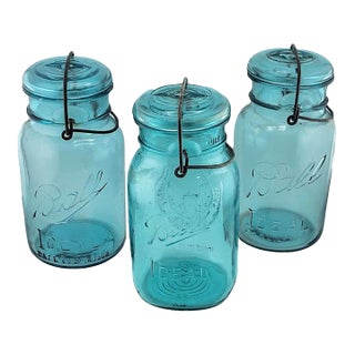 Vintage Ideal Ball Mason Jars With Wire Lid - Set of 3 For Sale
