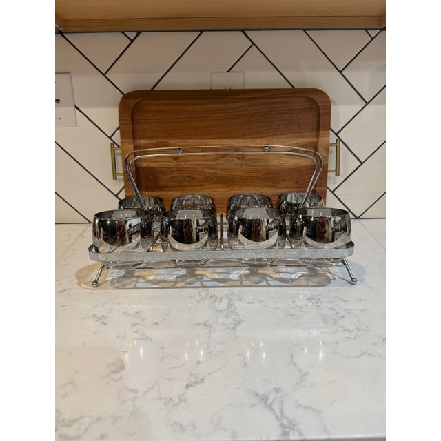 Vintage Mid-Century Modern Roly-Poly Cocktail Glasses Silver Fade Ombre Effect - 9pcs For Sale - Image 9 of 12