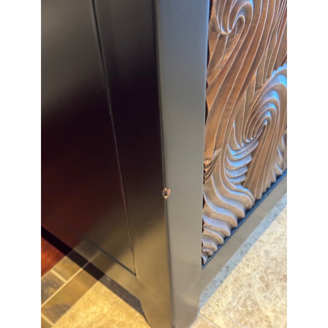 Robert Kuo "Dragon Swirl" Bar Cabinet - Hand Repoussé Copper & Black Lacquer, Attributed For Sale In San Francisco - Image 6 of 17