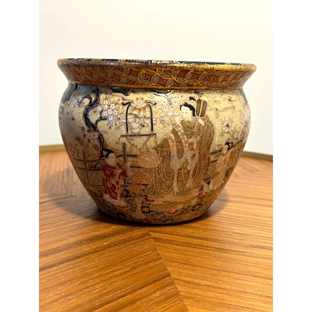 Absolutely stunning vintage Satsuma Japanese style porcelain fishbowl. Hand painted in China with great detail to...