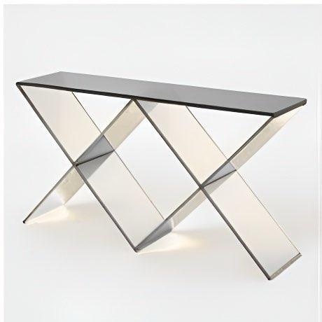 Acrylic Double X Console Table Transparent For Sale - Image 4 of 4