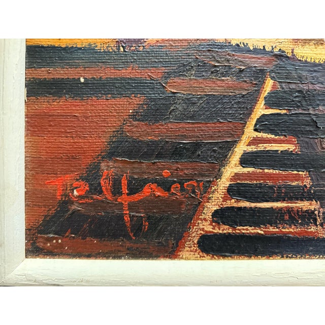 Mid-Century Modernism Abstract Cubist Urban Large Painting, Oil on Canvas For Sale - Image 9 of 9