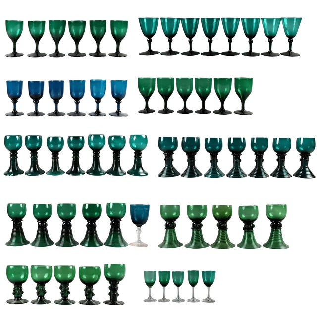 Collection of 61 Green Glasses For Sale