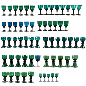 Collection of 61 Green Glasses