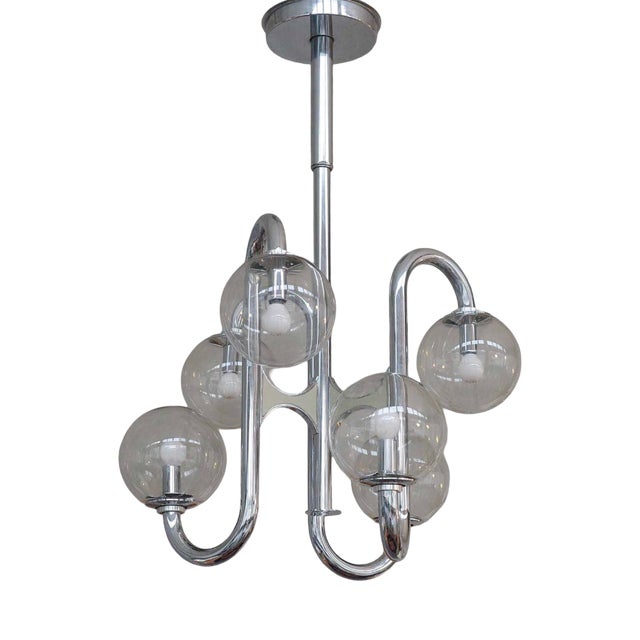 Italian Space Age Chandelier in Chrome, 1970s For Sale