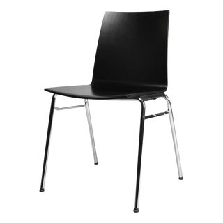 Vintage Black Chair with Wooden Seat, Belgium, 2000s For Sale