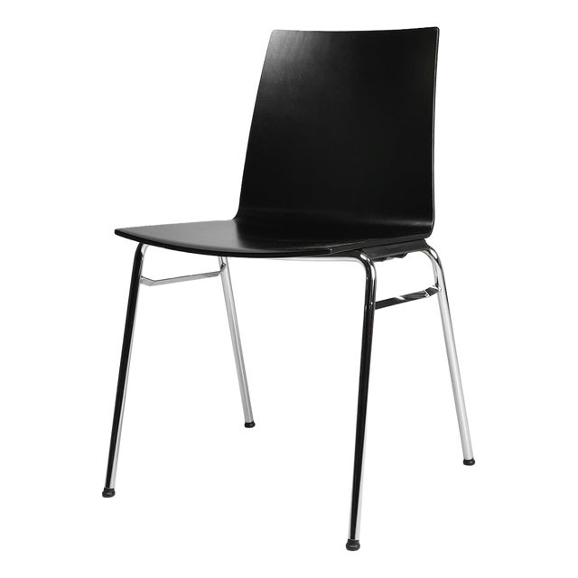 Vintage Black Chair with Wooden Seat, Belgium, 2000s For Sale