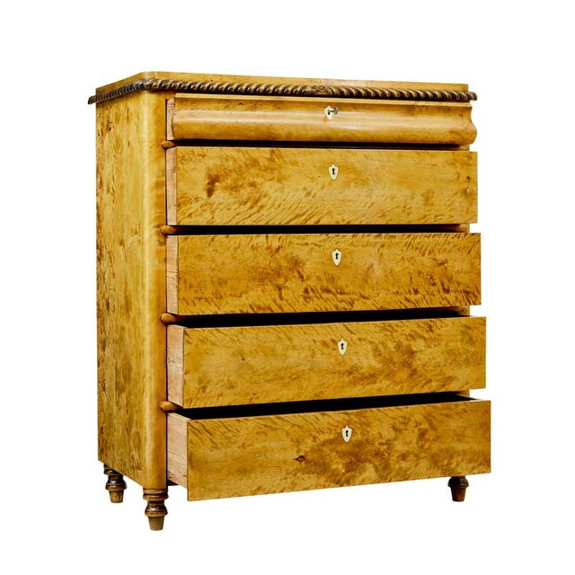 Swedish Carved Birch Chest of Drawers, 1870s For Sale - Image 4 of 10