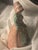 Antique Cast Iron Doorstop W Victorian Lady in Peachy Pink Colonial Attire & Sunflower Bonnet For Sale - Image 9 of 12