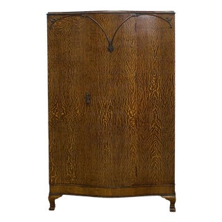 Vintage Art Deco Oak Wardrobe, 1930s For Sale