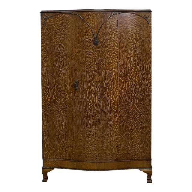 Vintage Art Deco Oak Wardrobe, 1930s For Sale