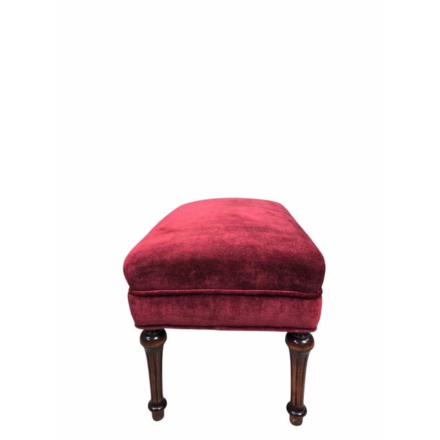 Red Late 19th Century French Napoleon III Button-Tufted Lounge Chair & Ottoman in Original Red Velvet For Sale - Image 8 of 12