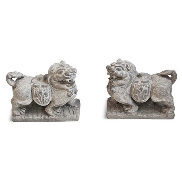 Mid 20th Century Vintage Grey Stone Lion Statue For Sale - Image 5 of 6