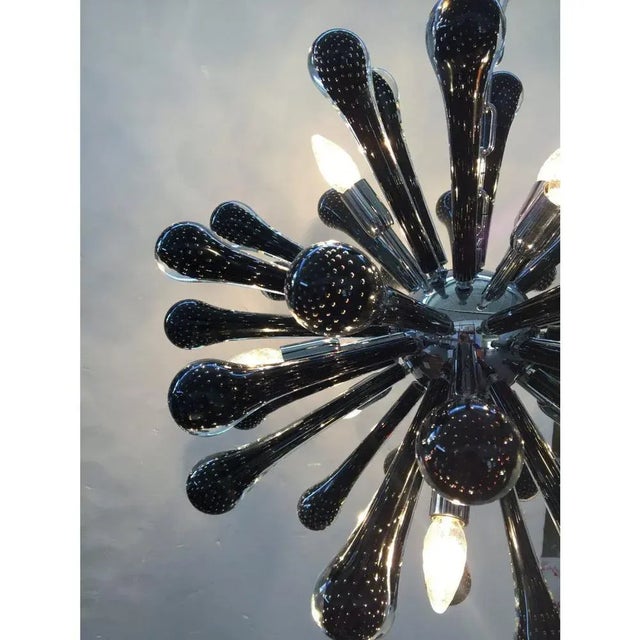 Black Sputnik Pendant with Black Drops with Bubbles Inside by Simoeng For Sale - Image 8 of 9