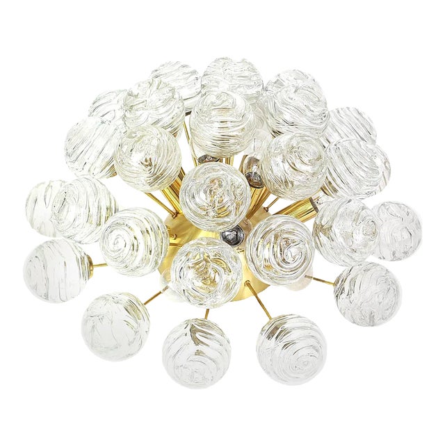 Glass Flush Mount Snowballs from Doria, Germany, 1970s For Sale