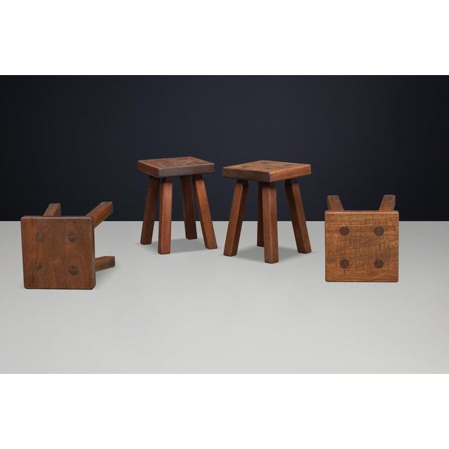 French Primitive Oak Stool, 1960s For Sale - Image 10 of 13