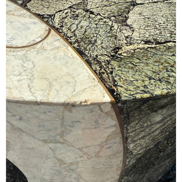 Beige 1980's Tessellated Stone With Inlaid Bronze Coffee Table For Sale - Image 8 of 9