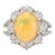 18k White Gold 4.18ct Fire Opal Halo Pear Shape & Round Diamond Cocktail Ring, Size 9.25 For Sale